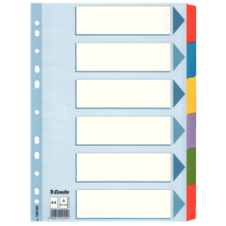 Przekładki Esselte Mylar Z Kartonu, A4 6 kart kolor