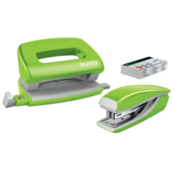 Zestaw Zszywacz I Dziurkacz Metalowy Mini Leitz Nexxt Wow Zielony