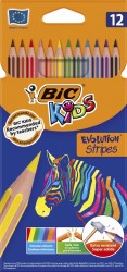 Kredki Kids Eco Evolution Stripes Ołówkowe Pudełko 12szt Bic
