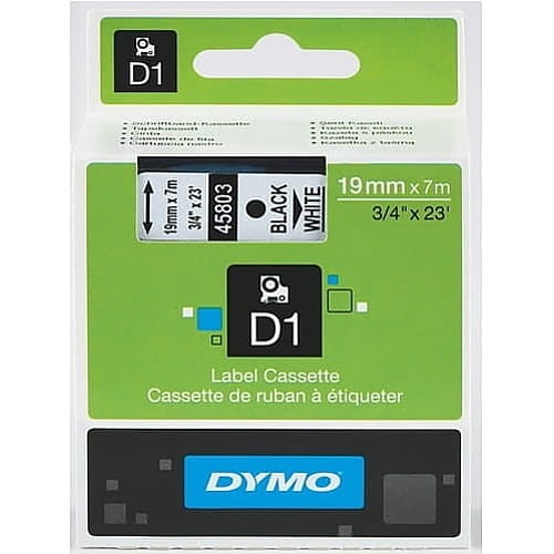 Taśma D1 do drukarek 19mm x 7m czarny/biały 45803 Dymo S0720830