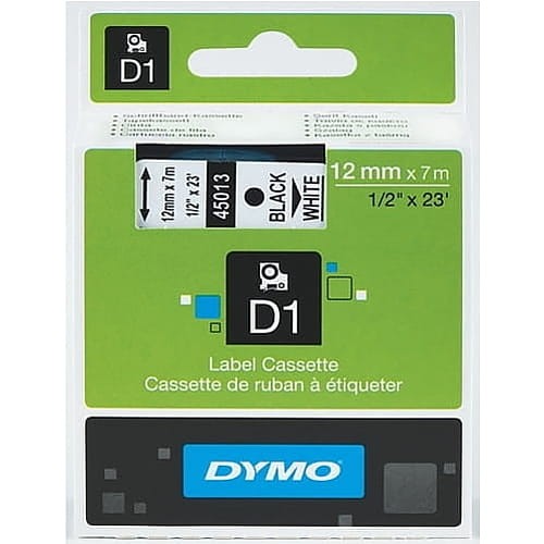Taśma D1 do drukarek 12mm x 7m czarny/biały 45013
