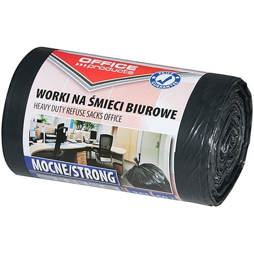 Worki na śmieci biurowe OFFICE PRODUCTS, mocne (LDPE), 35l, 50szt., czarne