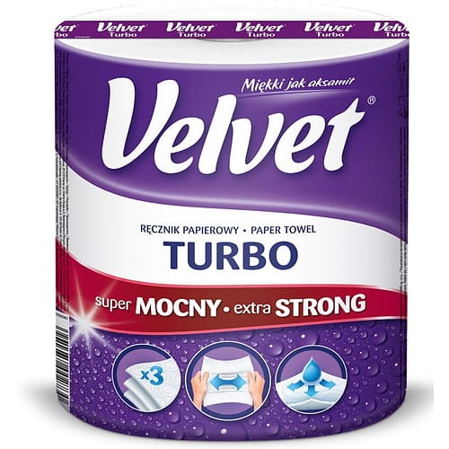 Ręcznik w roli celulozowy VELVET Turbo, 3-warstwowy, 300 listków, biały