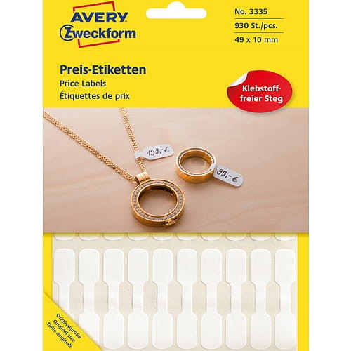 Etykiety cenowe do opisywania ręcznego Avery Zweckform 49x10 mm 3335 białe