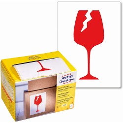 Naklejki ostrzegawcze OSTROŻNIE SZKŁO 74 x 100 mm, czerwone etykiety papierowe 200 etyk. / op., etykiety na paczki, znaki ostrzegawcze 7251 Avery