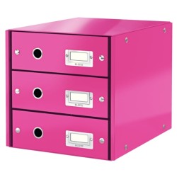 Pojemnik Z Szufladami Leitz Click & Store Wow (3 Szuflady) Różowy