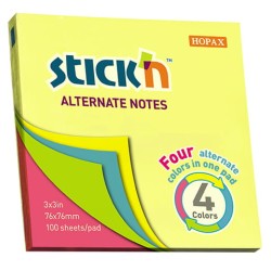 Hopax Notes Samoprzylepny 4-Kolorowy, Neon, 76x76 Mm 21822