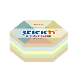 Hopax Notes Sześciokąt, 61x70mm, Mix 4kol.Niebielony+Recykling 250k 21828