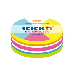 Hopax Notes Koło, 67x67mm, Mix 5 Kol. Neon+Biały, 250kart.(18) 21830