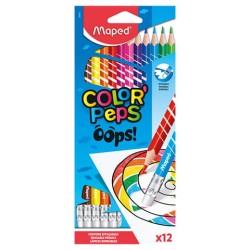 Kredki Colorpeps Oops Ścieralne Z Gumką Trójkątne 12 Szt Pud 832812