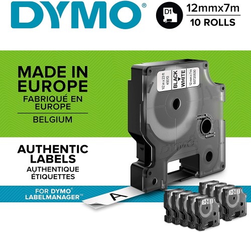Taśma D1 - 12 mm x 7 m, czarny / biały DYMO 2093097 10 szt