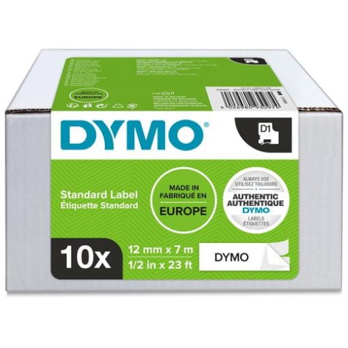 Taśma D1 - 12 mm x 7 m, czarny / biały DYMO 2093097 10 szt