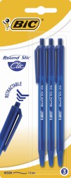 Długopis Round Stic Clic Niebieski Blister 3szt Bic