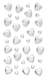 Galeria Papieru Kryształki samoprzylepne SERCA, 35 szt./op., srebrny- półprodukt dekoracyjny