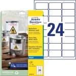 Etykiety foliowe 63,5 x 33,9 mm, białe etykiety wodoodporne z trwałym klejem, etykiety poliestrowe na znaki BHP, 10 ark. / op., Avery J4773-10