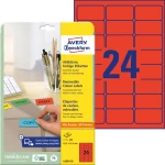 Usuwalne etykiety kolorowe 63,5 x 33,9 mm, czerwone etykiety papierowe, etykiety samoprzylepne 20 ark. / op., Avery L6034-20