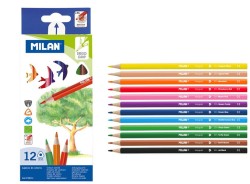 Milan Kredki ołówkowe trójkątne 12 kolorów