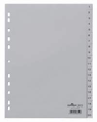 Durable Przekładki A4 20 części, podział 1-20 nadrukowane indeksy PP