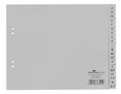 Durable Przekładki A4 20 części, podział A-Z częściowa okładka PP szare