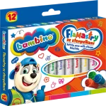Flamastry ze stempelkami BAMBINO 12 kolorów Majewski
