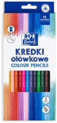KREDKI OŁÓWKOWE OXFORD REGULAR 12 KOLORÓW z temperówką