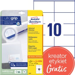 Trwałe etykiety papierowe 105 x 57 mm, białe etykiety samoprzylepne, etykiety do druku 30 ark. / op., Avery 6137
