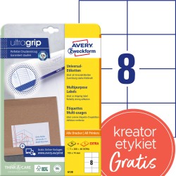 Trwałe etykiety papierowe 105 x 74 mm, białe etykiety samoprzylepne, etykiety do druku 30 ark. / op., Avery 6138