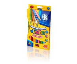 Kredki ołówkowe trójkątne tęczowe 12 kolorów Astra  + temperówka