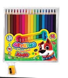 Kredki ołówkowe okrągłe 18 kolorów Astra  + temperówka