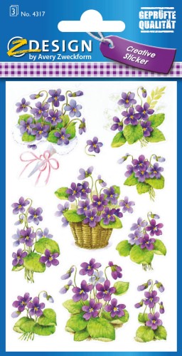Naklejki Z-Design z kwiatami - fiołek 3/10/30 - papierowe