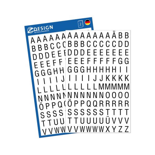 Naklejki Z Design - Litery czarne na białym tle (helvetica 26pkt./6,5mm) 2/120/240 - folia