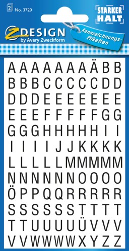 Naklejki Z Design - Litery czarne na białym tle (helvetica 26pkt./6,5mm) 2/120/240 - folia