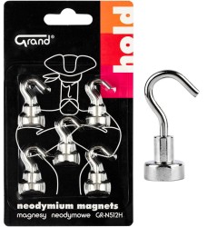 Magnesy neodymowe z haczykiem GR-N512H 12 mm GRAND 5 szt.
