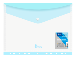 Tetis Teczka kopertowa A4 PP na zatrzask  z perforacją NIEBIESKA