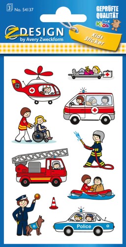 Naklejki Z-Design - strażak, policjant 3/10/30 - papierowe