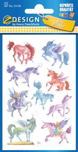Naklejki Z-Design tłoczone na srebrno - jednorożce 2/9/18 - papierowe posrebrzane