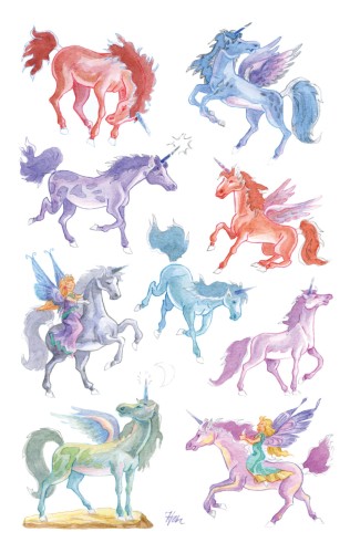 Naklejki Z-Design tłoczone na srebrno - jednorożce 2/9/18 - papierowe posrebrzane