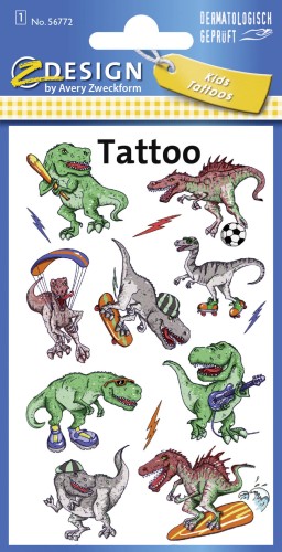 Tatuaże Z-Design - dinozaury 1/9/9 - folia na tatuaże