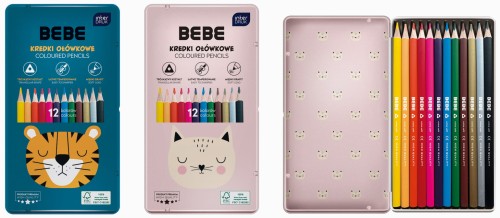 Kredki ołowkowe w metalowym pudełku 12 kol. BEBE Friends 5902277329790.jpg