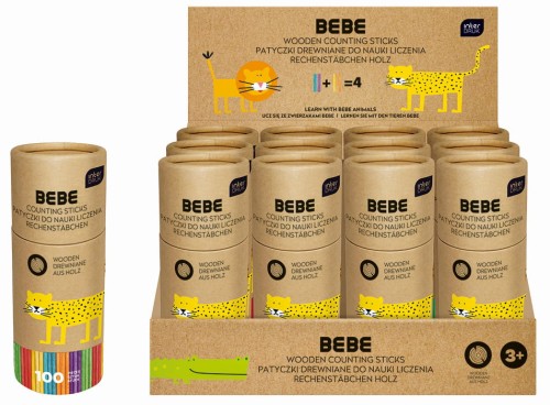 Patyczki drewniane do nauki liczenia 100 szt. BEBE Kids 5902277331212.jpg