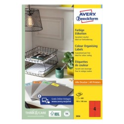 Avery Zweckform Etykiety Trwałe Kolorowe  105x148 Mm czerwone