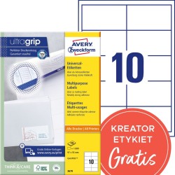 Trwałe etykiety papierowe 97 x 55 mm, białe etykiety samoprzylepne, etykiety do druku 100 ark. / op., Avery 3679