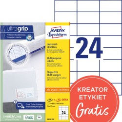 Trwałe etykiety papierowe 70 x 37 mm, białe etykiety samoprzylepne, etykiety do druku 220 ark. / op., Avery 3474-200
