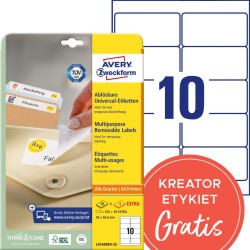 Usuwalne etykiety papierowe 96 x 50,8 mm, białe etykiety samoprzylepne, etykiety do druku 30 ark. / op., Avery L4744REV-25
