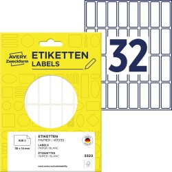 Minietykiety do opisywania ręcznego 38 x 14 mm, trwałe etykiety papierowe, białe etykiety samoprzylepne 928 etyk. /op., Avery 3323
