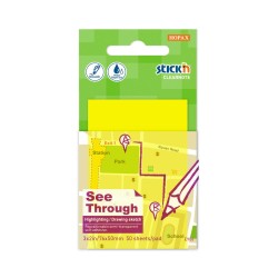 Hopax Przezroczysty notes samoprzylepny 76 x 51 mm, 50 kart. żółty (18)