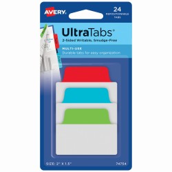 Zakładki indeksujące Ultra Tabs 50,8 x 38 mm, kolorowe klasyczne zakładki indeksujące 24 szt., Avery 74754