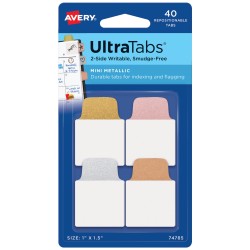 Zakładki indeksujące Ultra Tabs 25,4 x 38,1 mm, metaliczne zakładki indeksujące 40 szt., Avery 74785