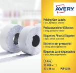 Etykiety cenowe w rolce do metkownicy jednorzędowej, trwałe, 1500 etyk./rolka, 10 rolek/op., 12 x 26 mm, białe, Avery PLP1226