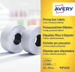 Etykiety cenowe w rolce do metkownicy dwurzędowej, trwałe, 1200 etyk./rolka, 10 rolek/op., 16 x 26 mm, białe, Avery PLP1626